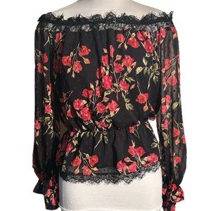 NBD Dylan Floral Off Shoulder Top Long Sleeves Size Small